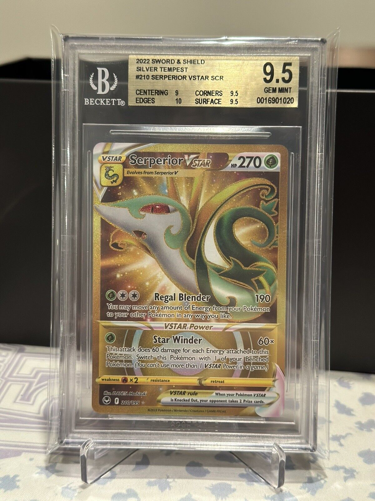 Serperior Vstar 210/195 Gold - Silver Tempest Graded Pokemon Card - BGS 9.5