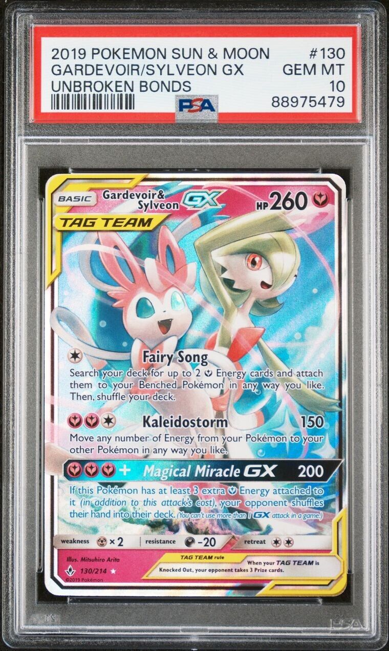 Pokemon PSA 10 Gardevoir & Sylveon GX 130/214 Tag Team Sun & Moon Unbroken Bonds