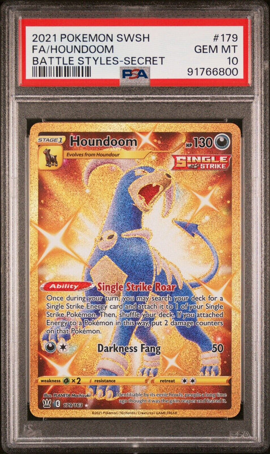 2021 Pokemon Battle Styles Houndoom Secret Gold Rare  #179/163 - PSA 10 GEM MINT