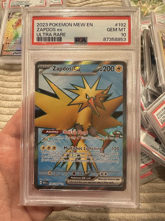 PSA 10 GEM MINT Zapdos Ex 151 Pokemon 192/165 English Ultra Rare Full Art EN