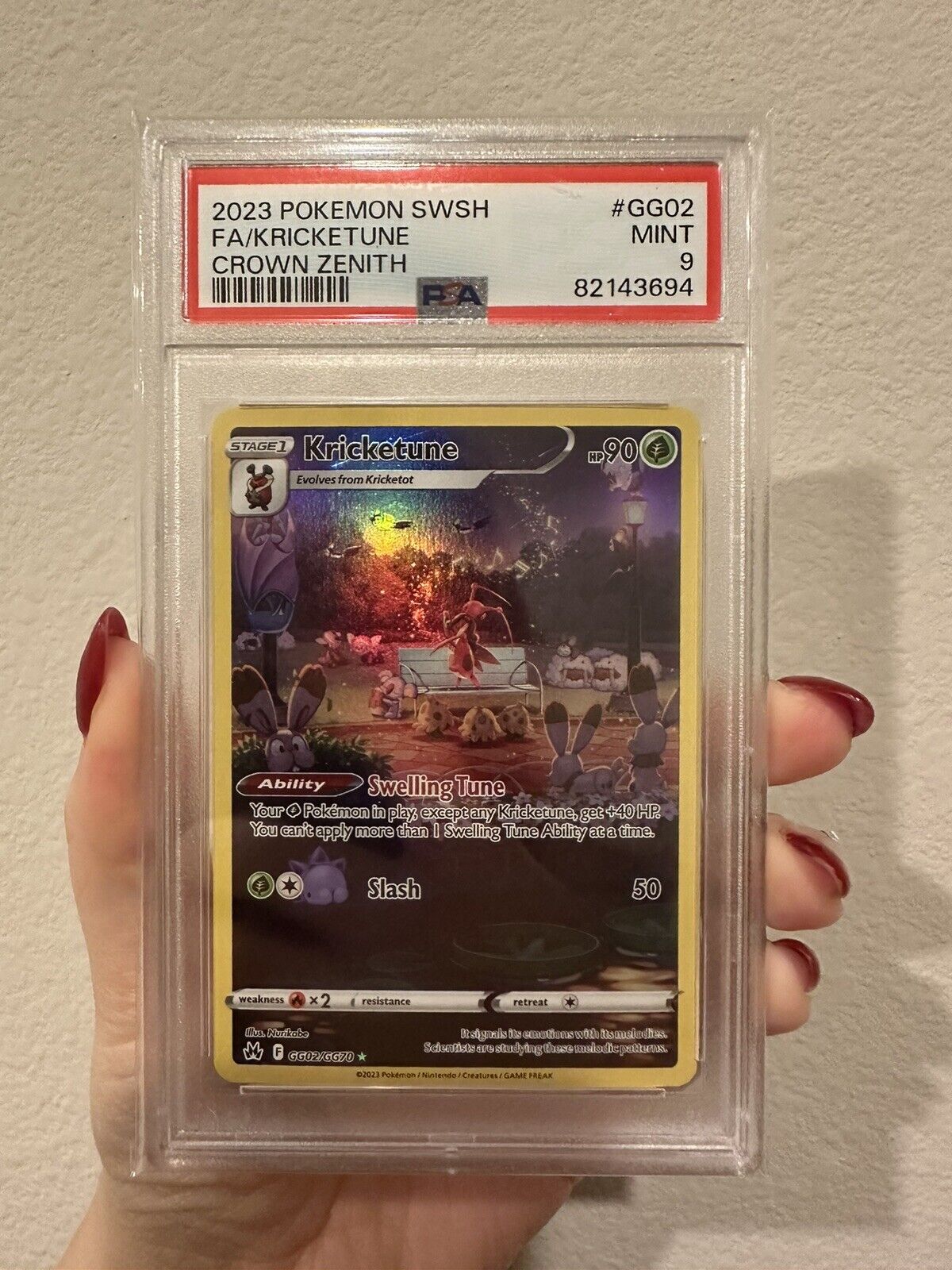 💎❤️PSA 9 Mint Pokémon TCG Kricketune Crown Zenith: Galarian Gallery GG02/GG70💎