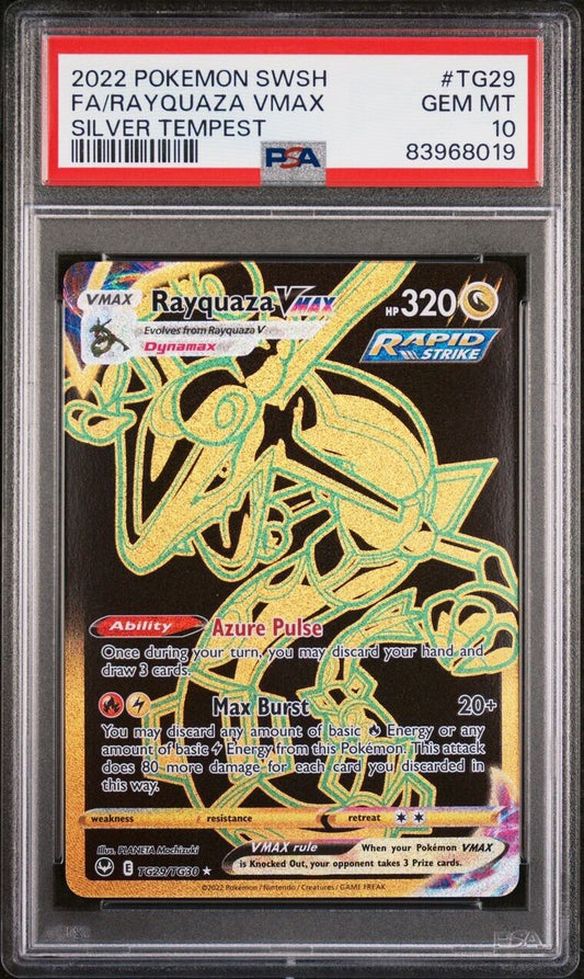 PSA 10 Rayquaza VMAX FA Gold SWSH Silver Tempest TG29/TG30 2022 Pokémon